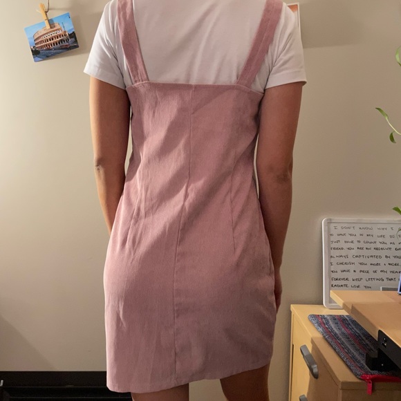 Pink corduroy, button front dress with pockets - Picture 2 of 2